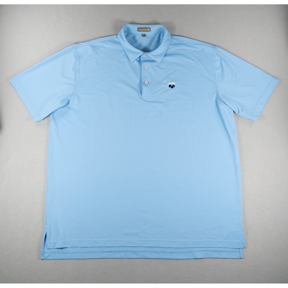 Peter Millar Mens Polo Summer Comfort Blue XXL Short Sleeve Berry Logo MS17EK50S